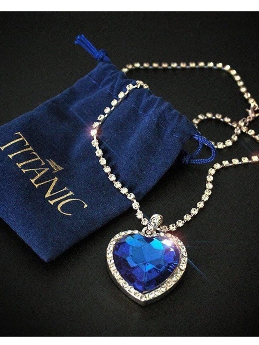 💙🚢💙 TITANIC HEART OF THE OCEAN ROYAL BLUE HEART GEMSTONE NECKLACE❗️ 💙🚢💙